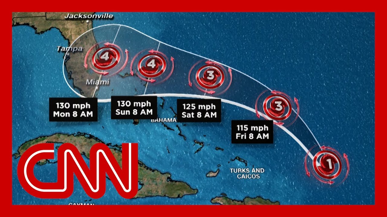 Hurricane Dorian on track to approach Florida as a Category 4 storm on Labor Day 4