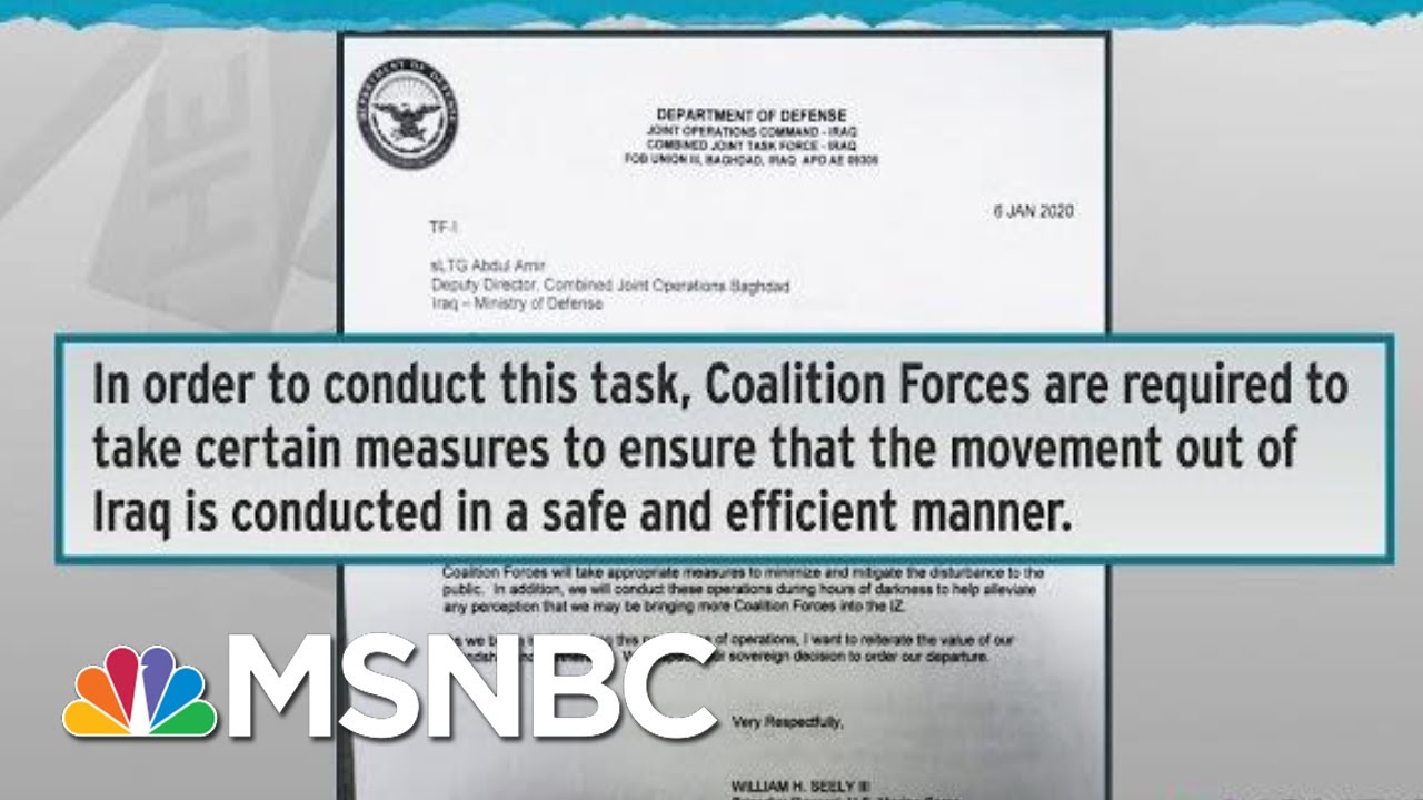 Iraq Withdrawal Letter Screw-Up Shows Pentagon Tainted By Trump | Rachel Maddow | MSNBC 1