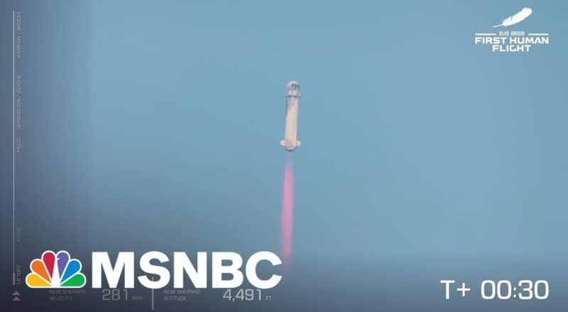 Jeff Bezos Launches Into Space Aboard Blue Origin Rocket 1