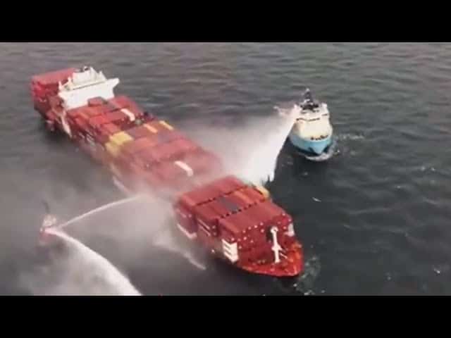 Crew members rescued off burning cargo ship near B.C. 1