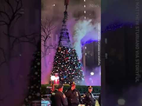 Man arrested for lighting Fox News' Christmas tree on fire in NYC #shorts 1