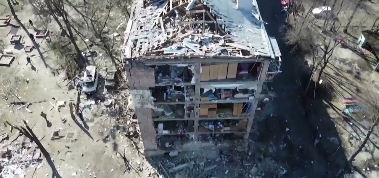 Drone footage shows the aftermath of a Russia missile strike in Ukraine 1