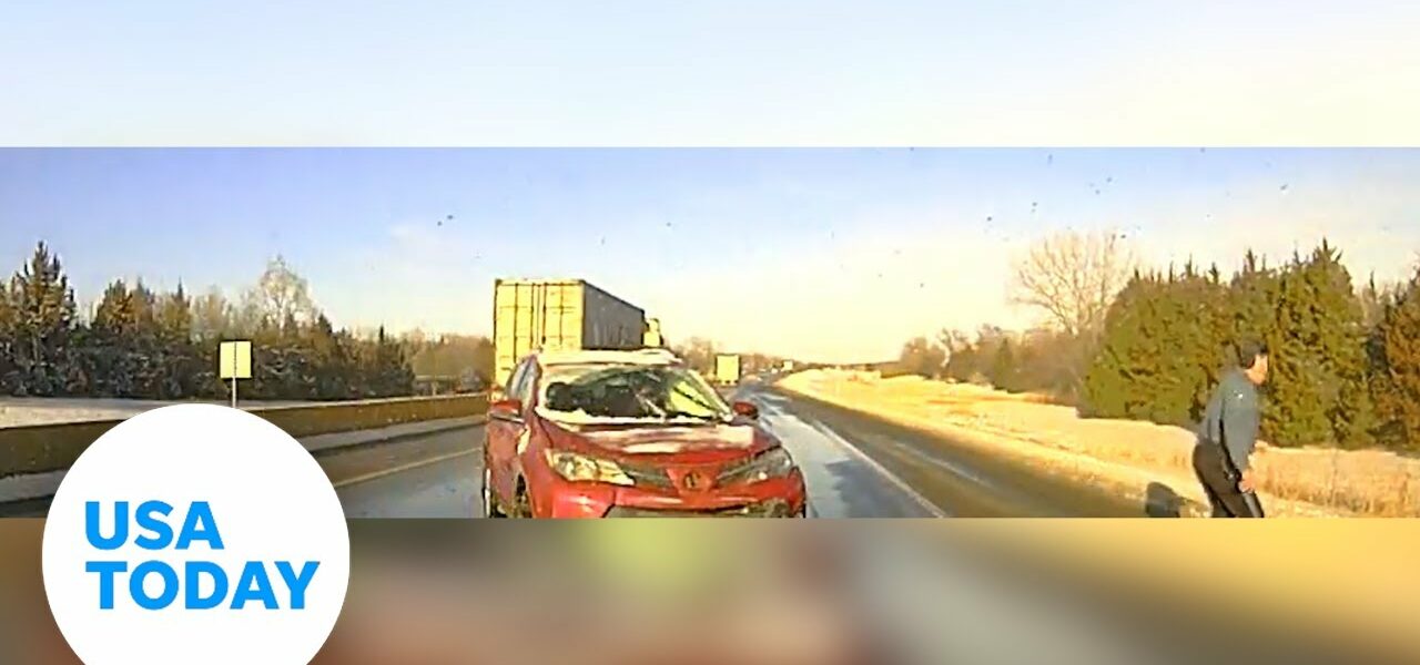 Kansas state trooper avoids being struck by a semitruck | USA TODAY 1