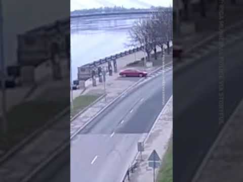 WATCH: Unoccupied car goes through traffic, plunges into river | #shorts 5