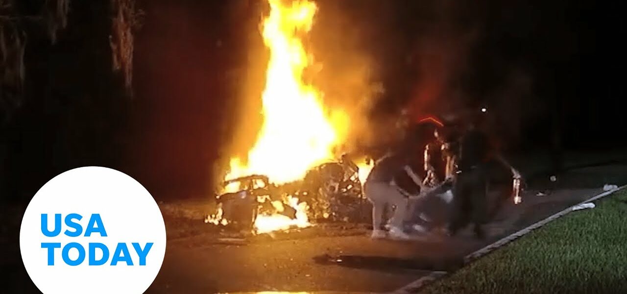 Florida man rescued from burning car by sheriff's deputies | USA TODAY 7