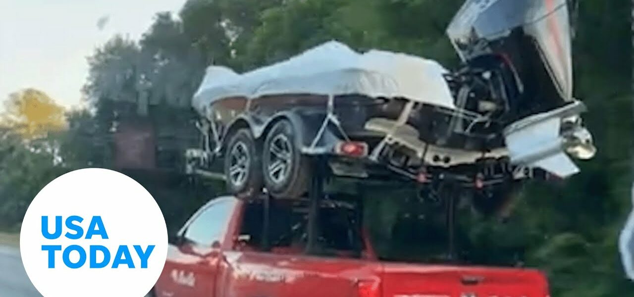 Weird things you see on the highway: Truck tows boat on roof | USA TODAY 2