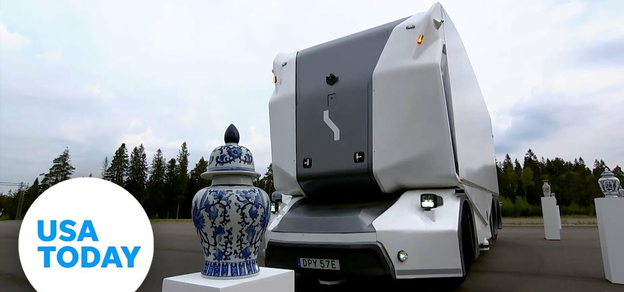 Self-driving truck avoids breakable vases in maze | USA TODAY 1