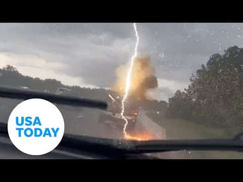 Wife captures lightning striking husband's truck in Florida | USA TODAY #Shorts 4