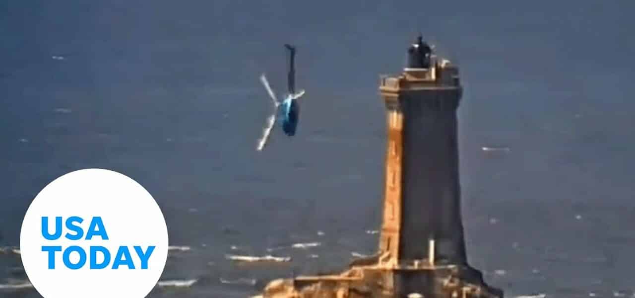 Helicopter near lighthouse nearly crashes | USA TODAY 1