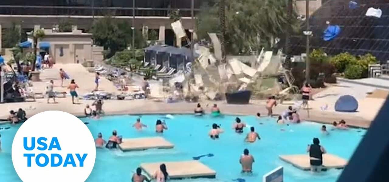 Dust devil sends guest running at Las Vegas pool | USA TODAY 1