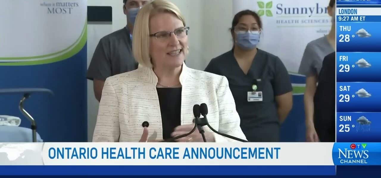 Reporters question Ont. Health Minister Sylvia Jones following announcement on health care crisis 5
