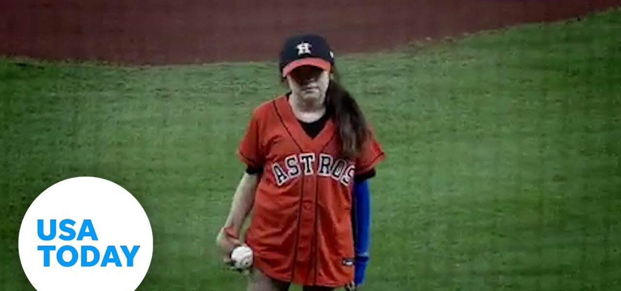 Uvalde shooting survivor delivers first pitch at Astros game | USA TODAY 2