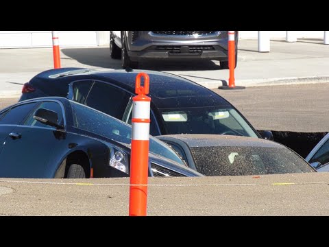 A huge sinkhole swallowed four vehicles at an Edmonton car dealership 1