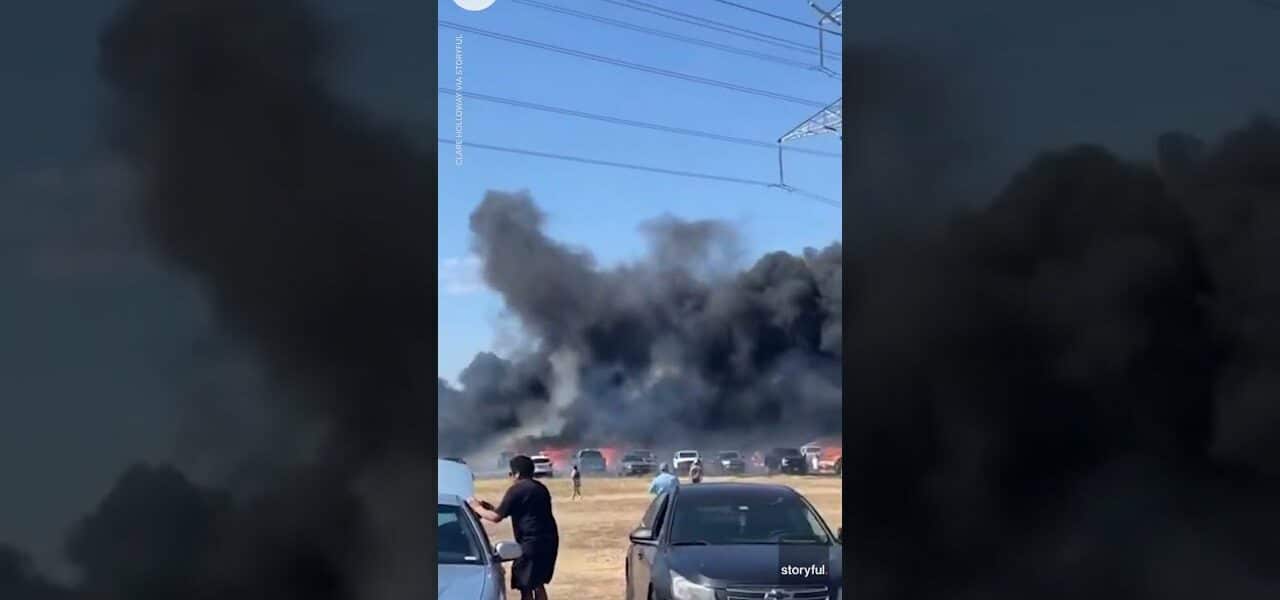 Pumpkin patch and over 70 cars torched by fire at Texas fall festival | USA TODAY #Shorts 4